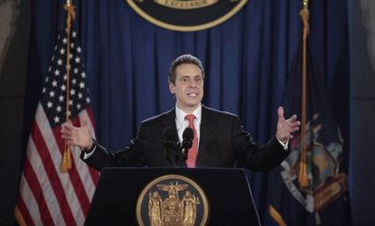 New York Gov. Andrew Cuomo speaks at his inauguration in January 2011.