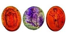 A trio of gemstones found at a Roman bathhouse. 