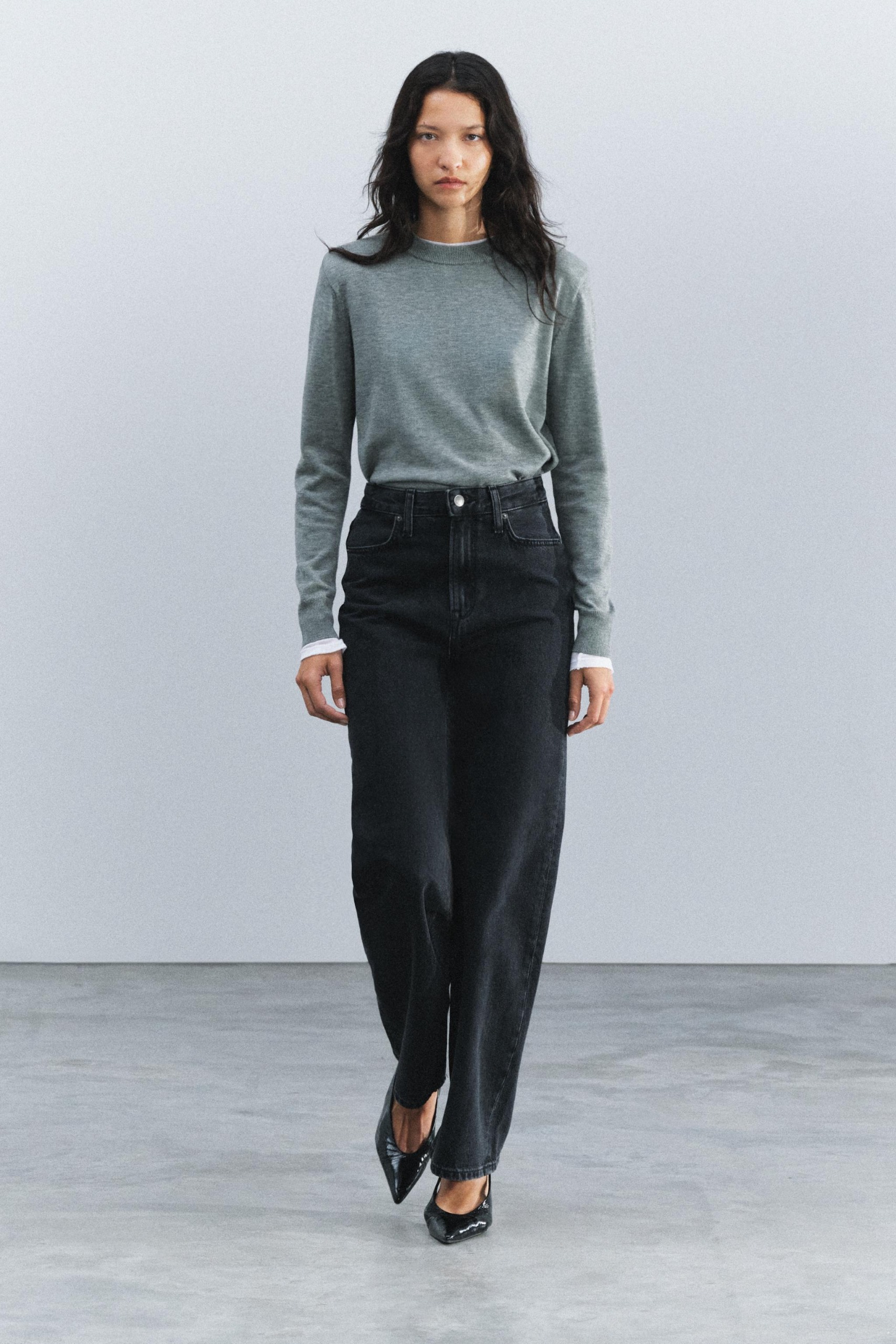 Zw Collection Straight-Leg High-Waist Jeans - Black - 6