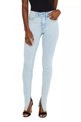 Good American Good Legs Side-Slit Skinny Jeans 