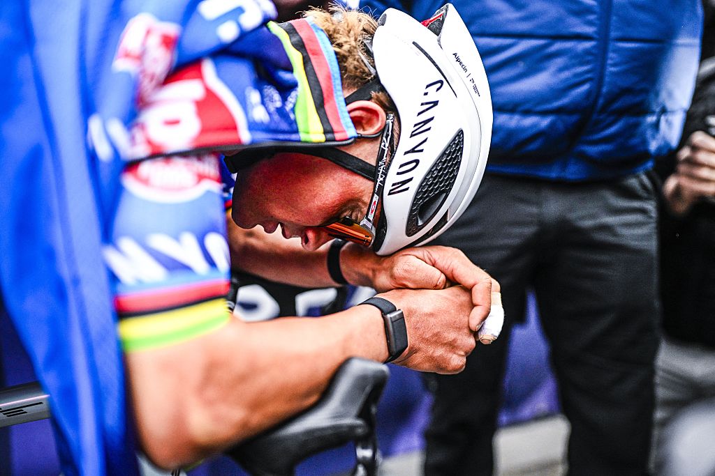 Dutch Mathieu van der Poel of Alpecin-Premier Tech pictured after the 'E3 Saxo Bank Classic' one day cycling race, 208,8km from and to Harelbeke, on Friday 27 March 2026. BELGA PHOTO JASPER JACOBS (Photo by JASPER JACOBS / BELGA MAG / Belga via AFP)