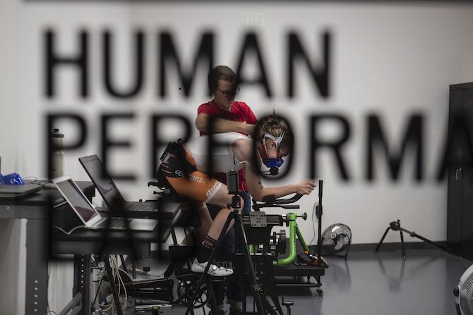 Anna van der Breggen (Boels Dolmans) undergoes metabolic testing at Specialized's Human Performance Lab to establish her most efficient time trial position when it comes to power
