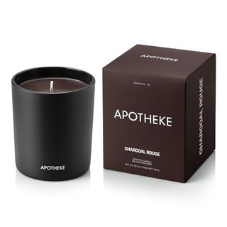 Apotheke Scented Candles for Home, Charcoal Rouge - 10.5 Oz Long-Lasting Soy Wax Jar Candle - 60-70 Hours Burn Time - Notes of Cedarwood & Sandalwood, Smoky Embers, Burnt Maple, & Hint of Raspberry