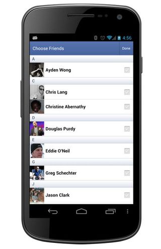 The new Facebook Android Friend picker functionality