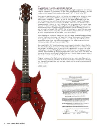 Julien's Auction Slash guitar catalogue listing