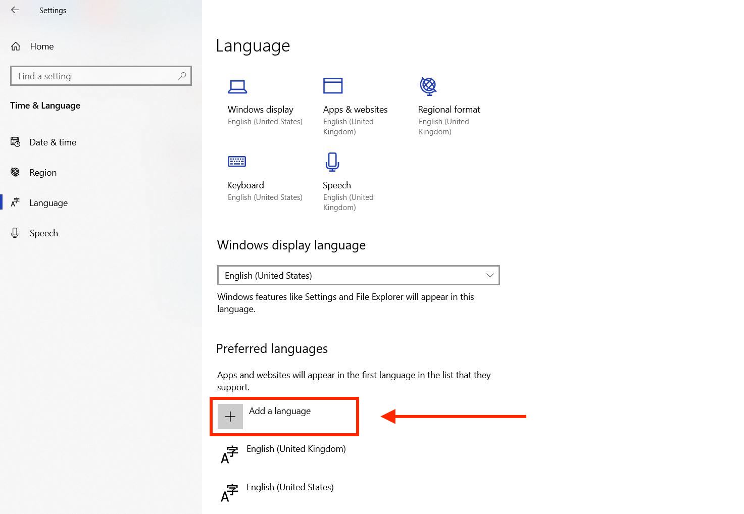 How to change keyboard language in Windows - add language