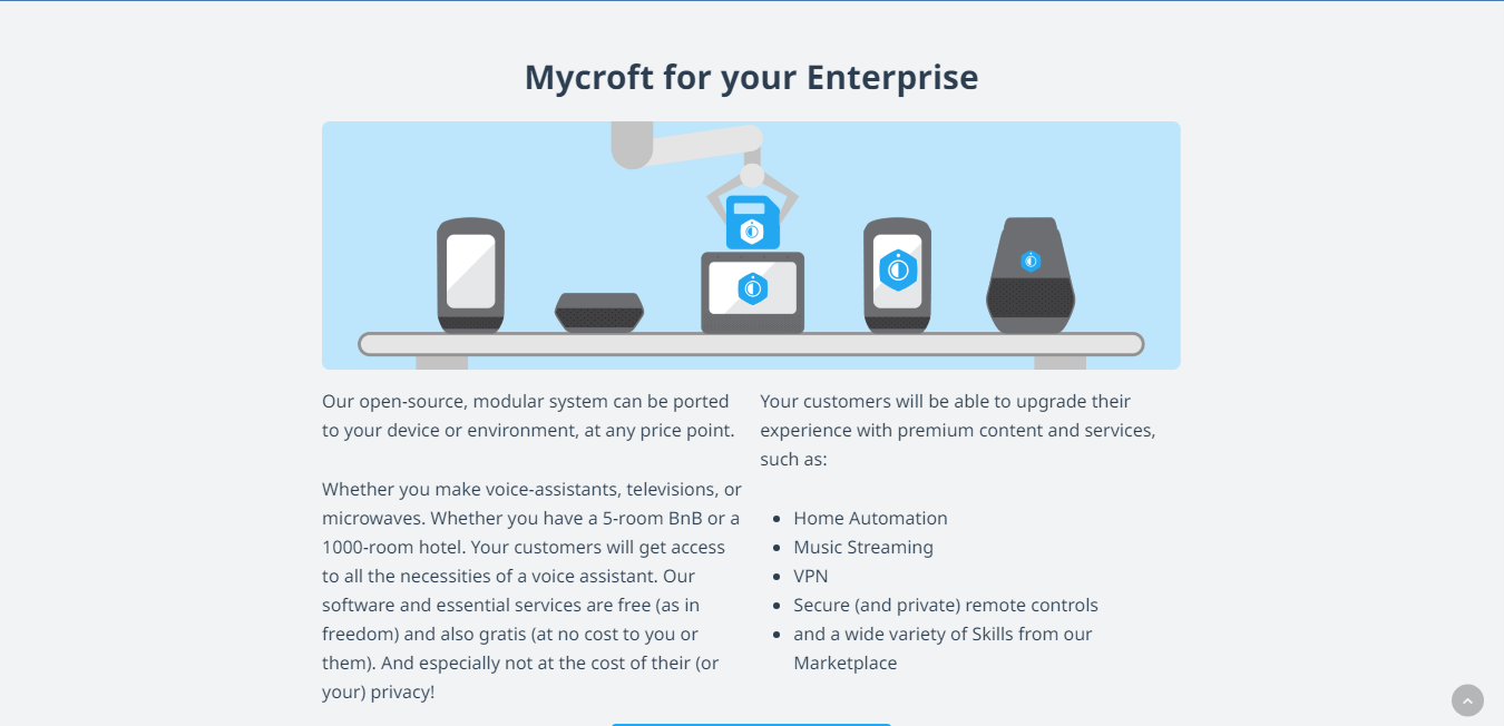 Website screenshot for Mycroft