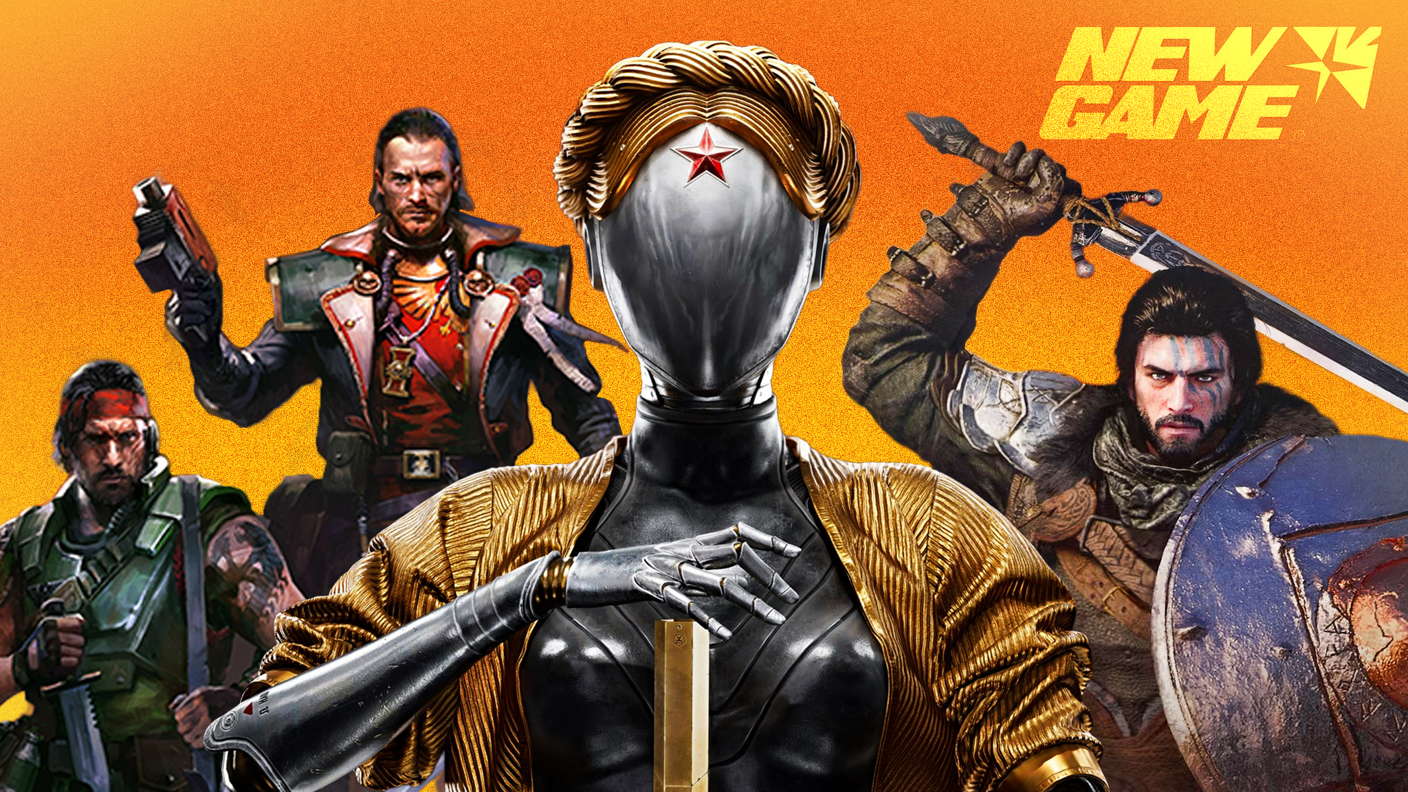 A graphic featuring several of the properties that will be shown during the New Game Plus Showcase.