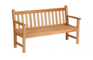 A classic wooden garden bench