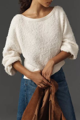 By Anthropologie Fluffy Asymmetrical Sweater