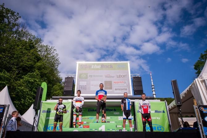Men's podium: Jose Hermida, Moritz Milatz, Julien Absalon, Fabien Giger and Stephane Tempier