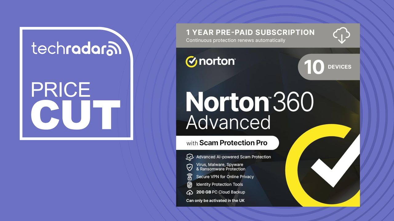 Norton 360 Advanced gets 77% discount, drops price to £2.92/mo