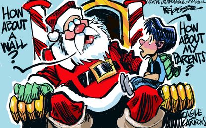Editorial Cartoon U.S. Santa Lap Separated Child Wants Parents Border Wall