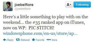 Belfiore tweets about Pic Stitch