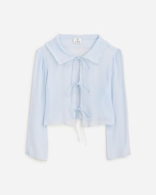 Maryam Nassir Zadeh X J.crew Sheer Top in Silk Chiffon