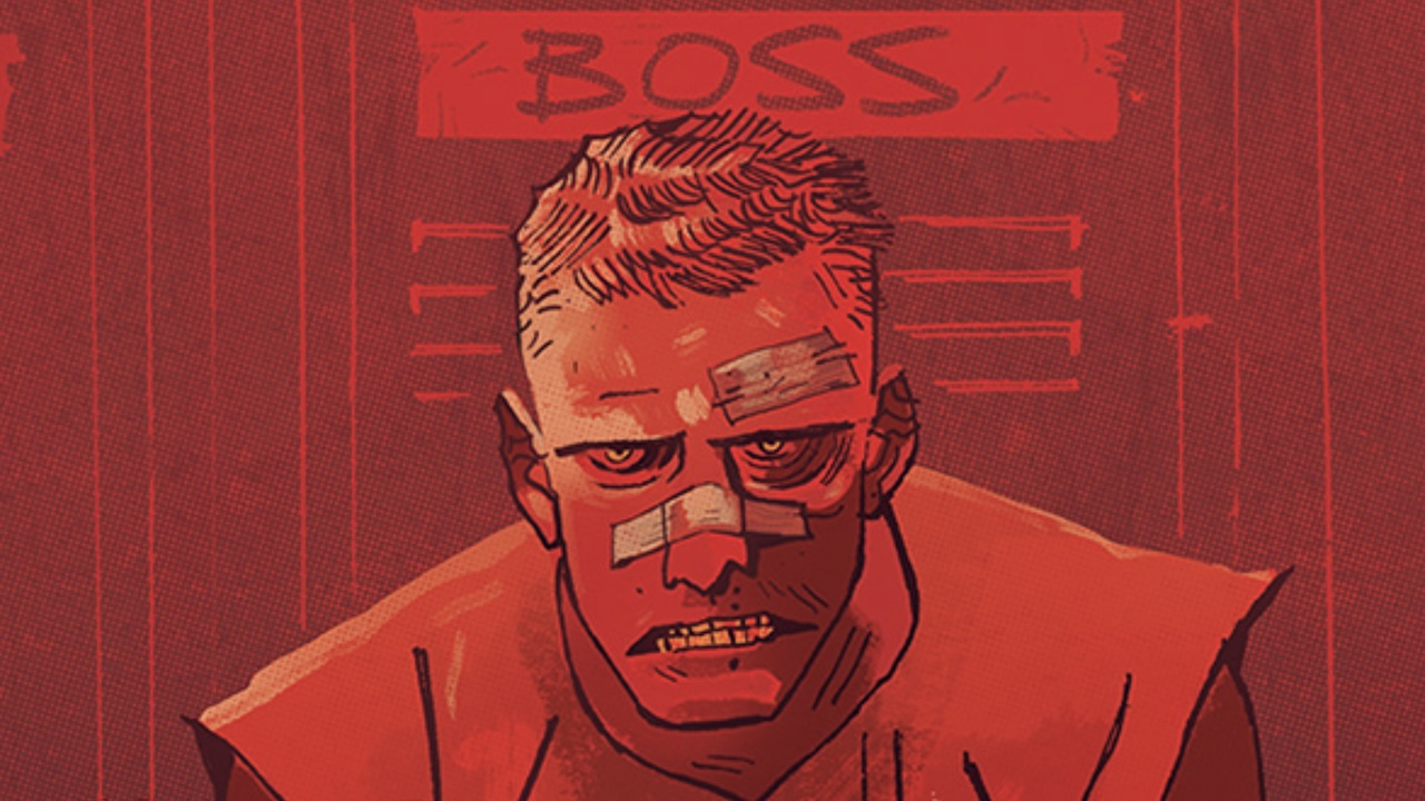 Euless Boss as football player with bandages on his face on Southern Bastards Vol. 2 cover