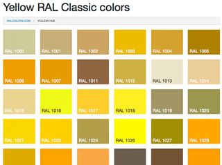 Get HTML values for RAL colour codes
