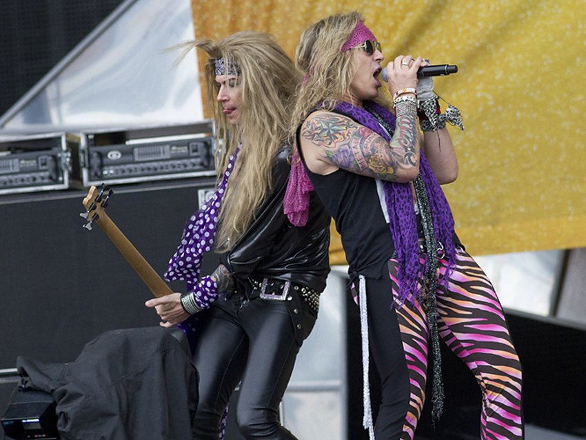 Steel Panther bassist Lexxi Foxx and frontman Michael Starr