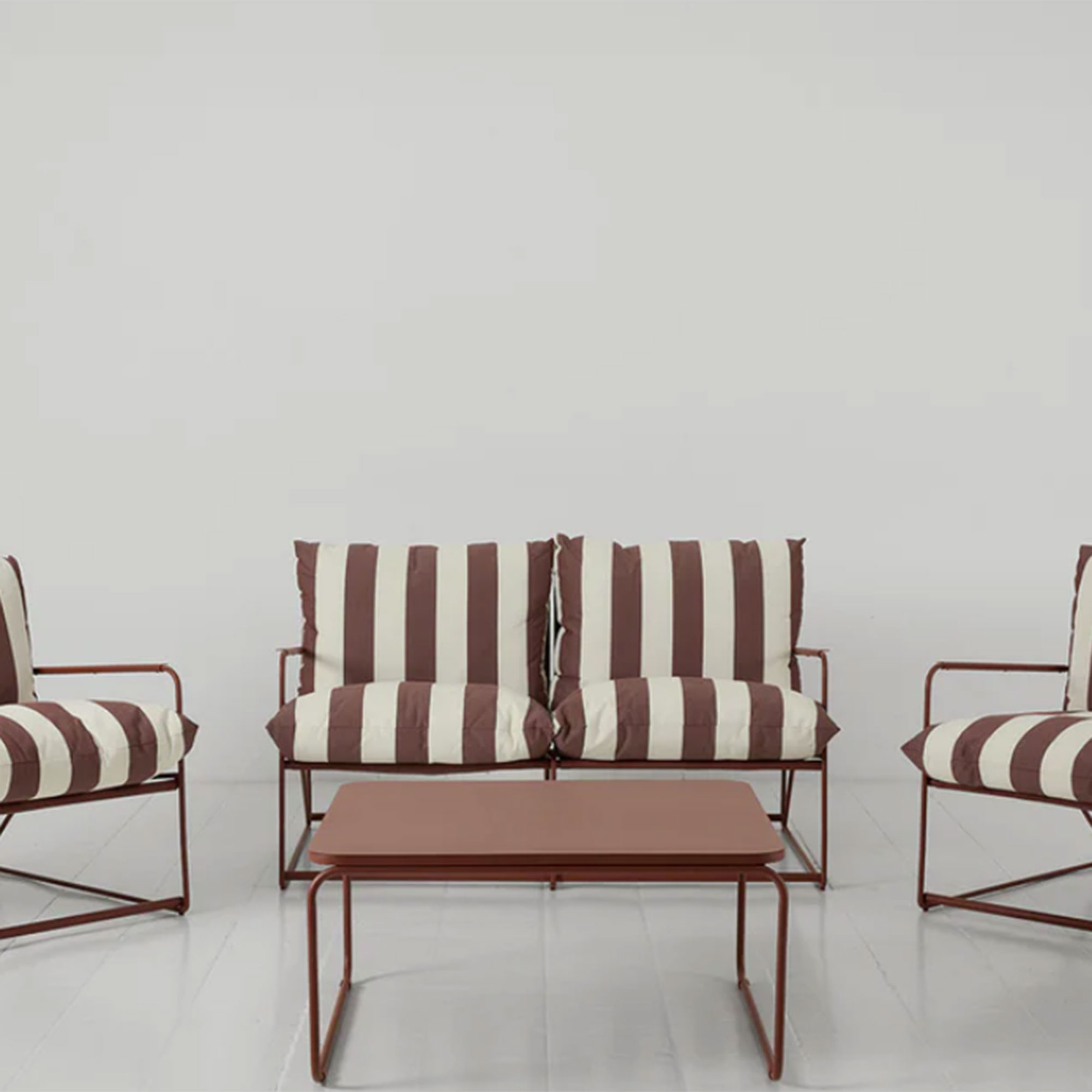 Burgundy stripe garden chair set