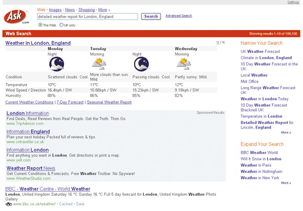 Ask.com weather