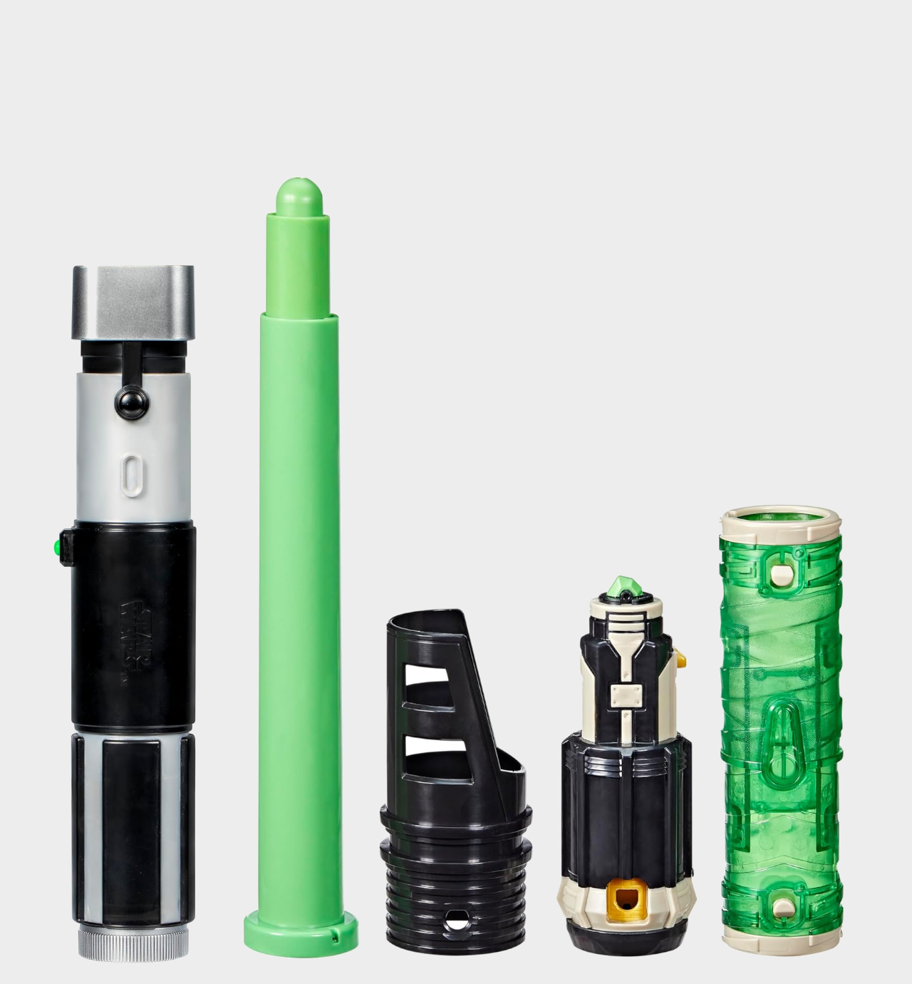 Star Wars Lightsaber Forge pieces on a plain background
