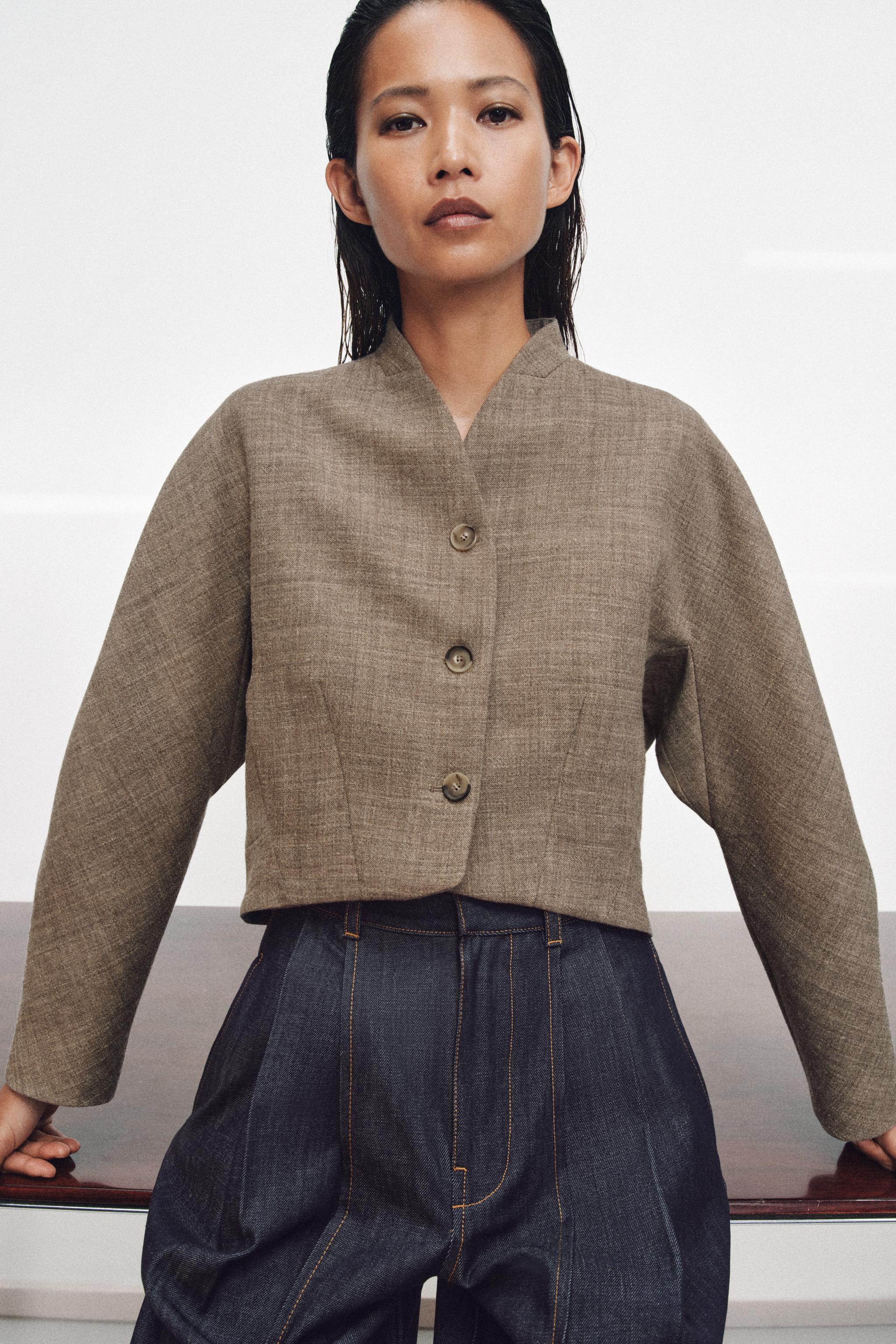 Zw Collection Wool Blend Cropped Jacket