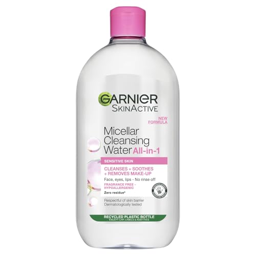 Garnier Micellar Cleansing Water, Gentle Face Cleanser & Makeup Remover, Fragrance-Free, Vegan Formula, Suitable for All Skin Types, Even Sensitive, Skin Active, 700ml