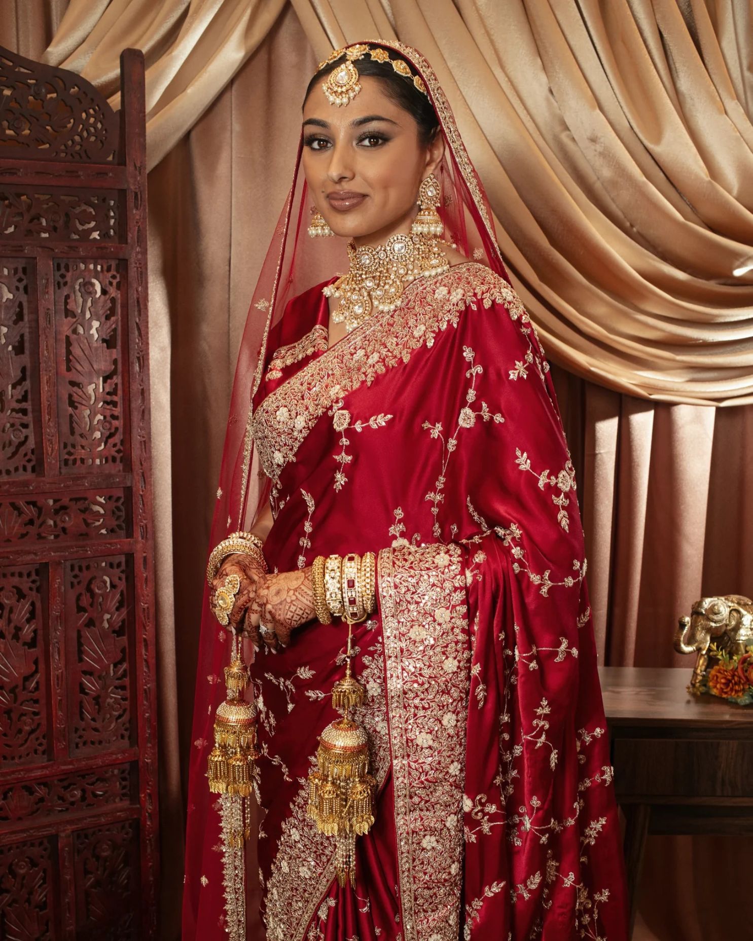 Signature Crepe Silk Zardozi Embroidery Sari W/dupatta Nc092 - Cream