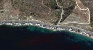 A coastal neighborhood viewed aerially