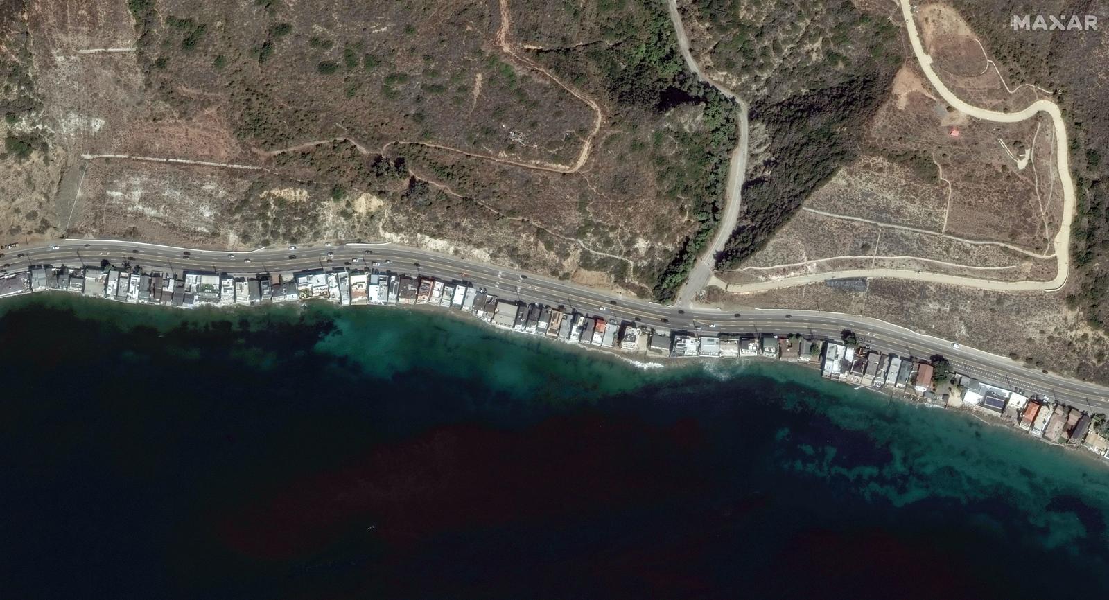 A coastal neighborhood viewed aerially