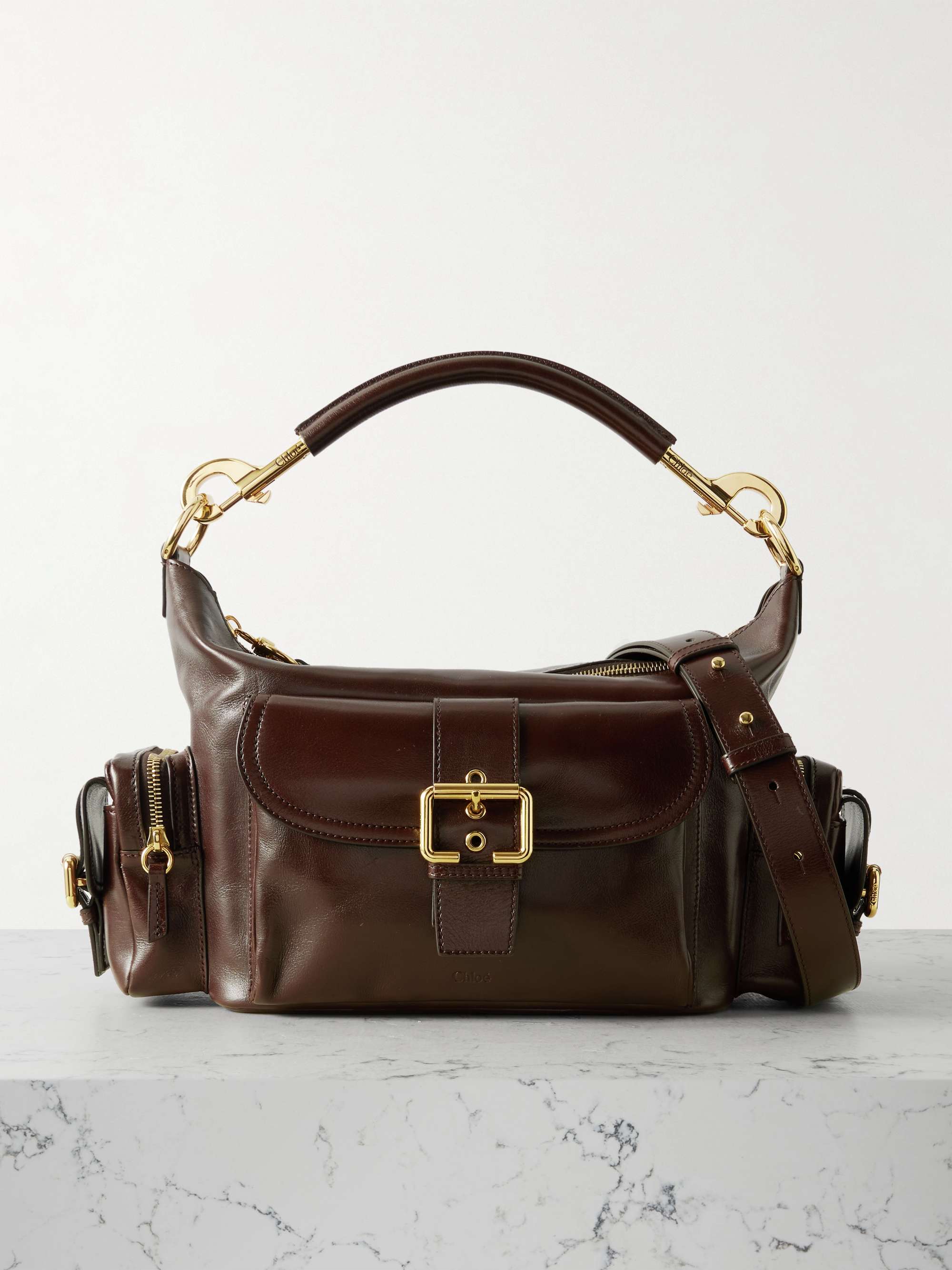 Camera Medium Leather Shoulder Bag