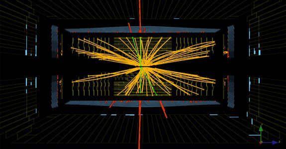 proton-proton collisions showing what may be the Higgs boson particle