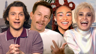 Tom Holland, Mark Wahlberg, Tati Gabrielle and Sophia Ali in an interview with CinemaBlend.