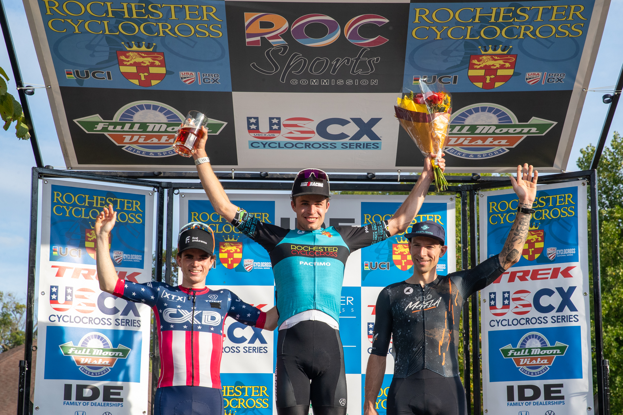 Elite men&#039;s podium for C2 race at Rochester Cyclocross, won by Eric Brunner