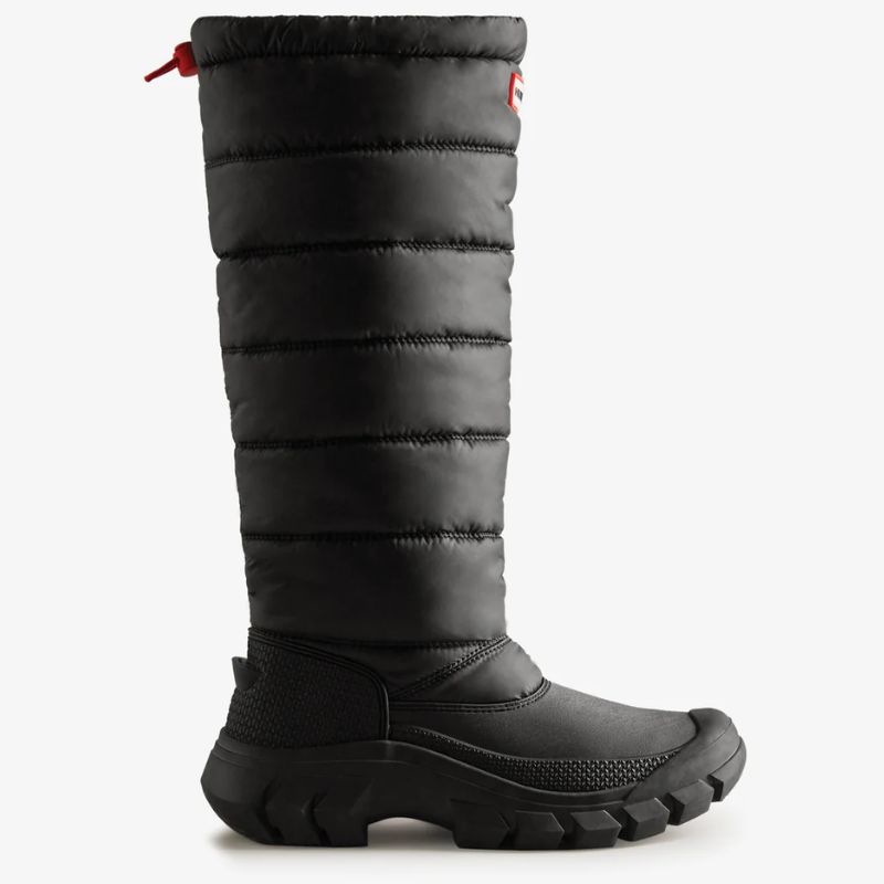 puffed quilted knee high boots