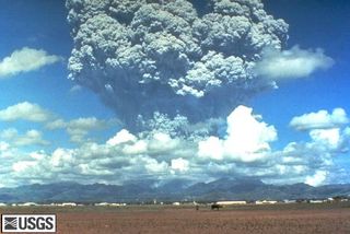 The June 12, 1991 eruption column from Mount Pinatubo taken from the east side of Clark Air Base.