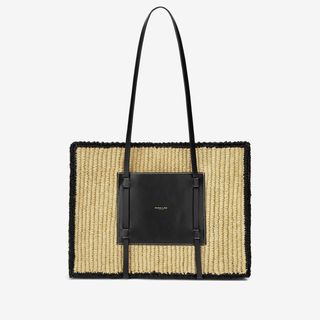 The Capri | Natural Raffia 
Black Smooth | Demellier