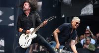 Dave Grohl and Pat Smear in action with the Foo Fighters.