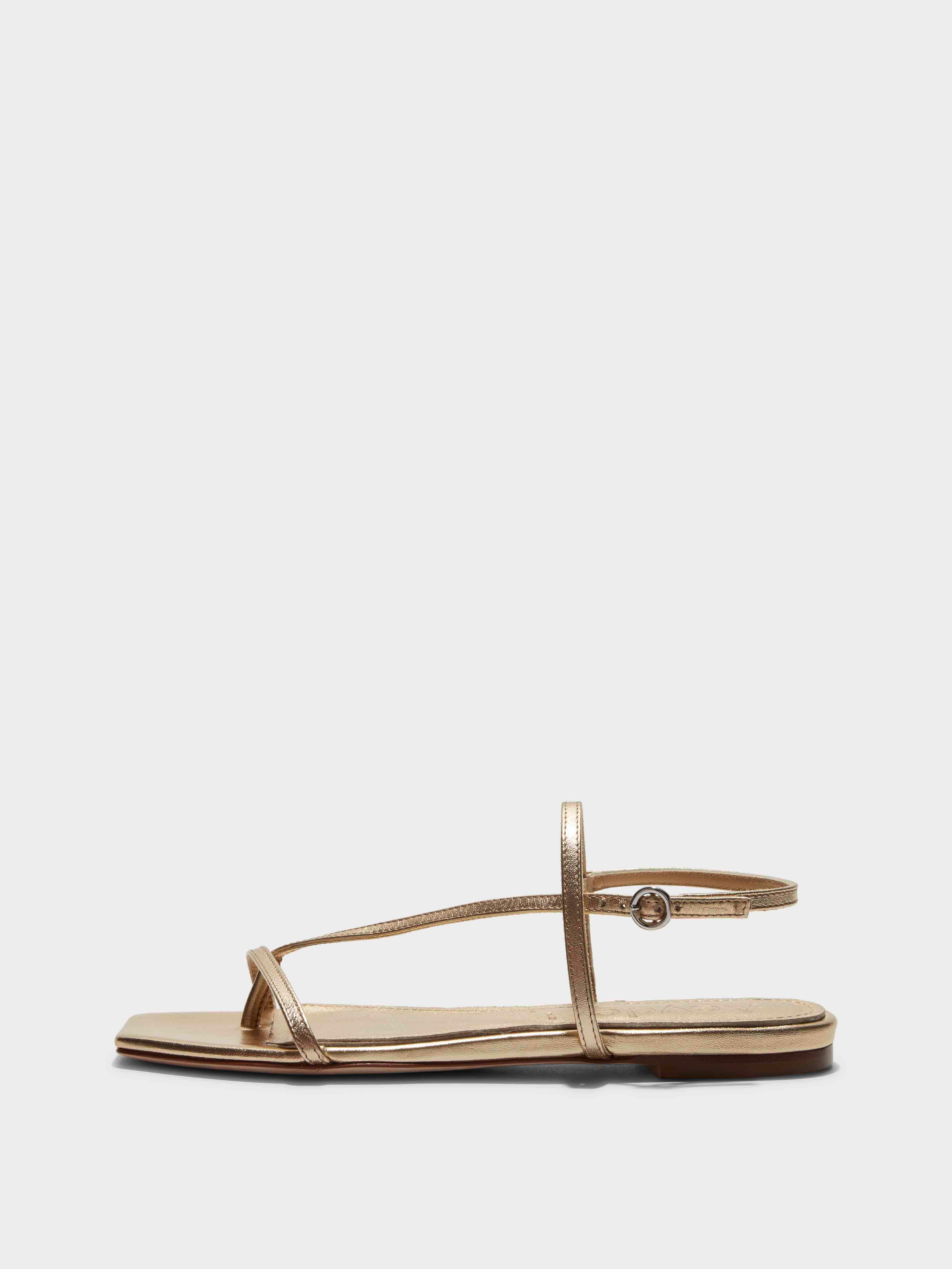 Aeyde | Ella Gold Leather Flat Sandal
