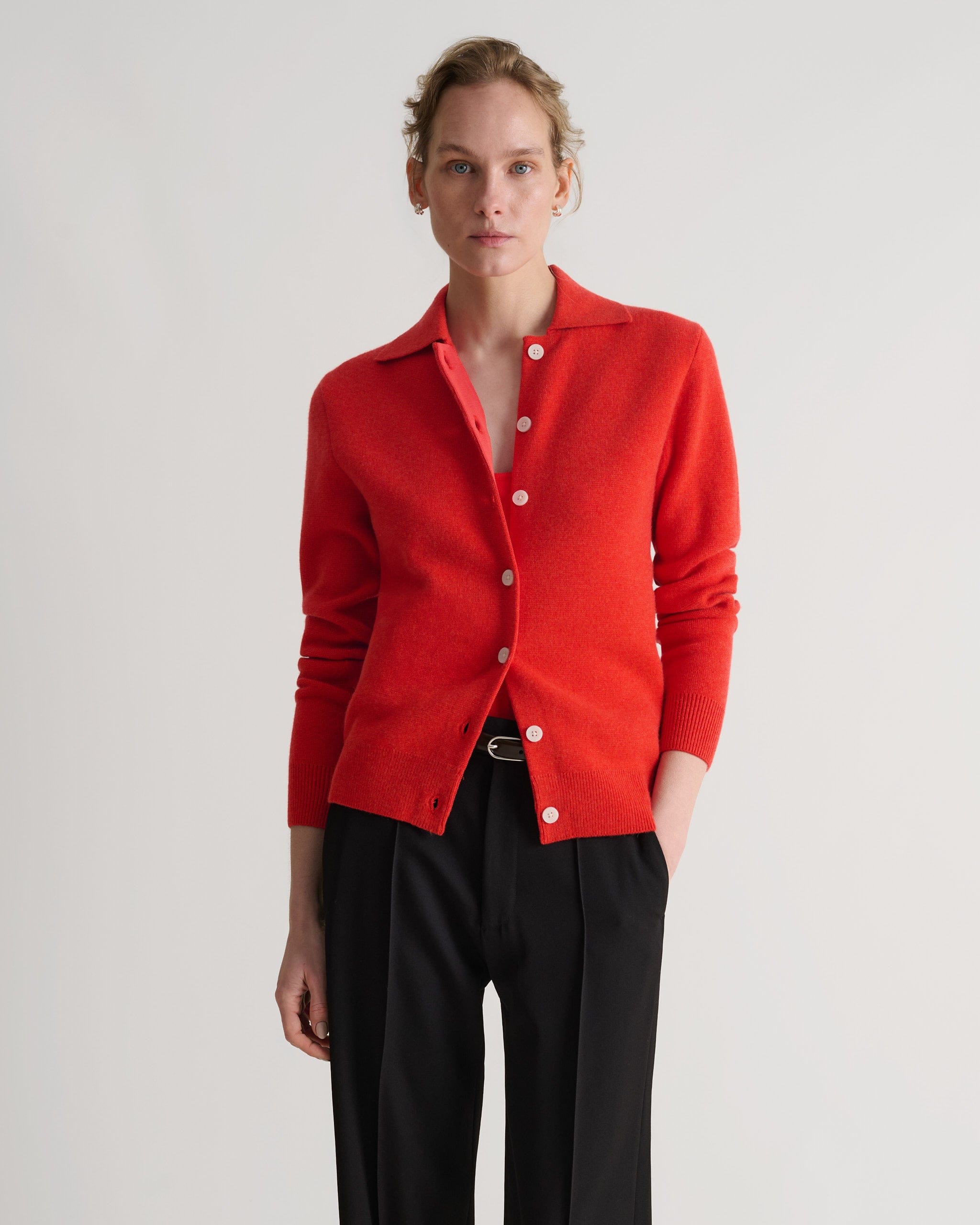 Women's Finest Cashmere Knit Jacket - Poppy - Poppy / Xs