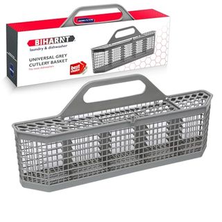 Universal grey plastic dishwasher basket for cutlery and utensils