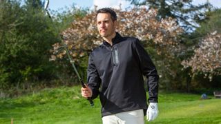Castore Soft Shell 1/2 zip mid layer worn on the golf course