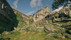 Avowed Woedica's Inheritance treasure map location - A scenic shot of a grass hillside outside the walls of Paradis.