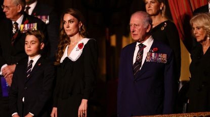 L-R: Prince George, Kate Middleton, King Charles, Queen Camilla at the Festival of Remembrance 2025 