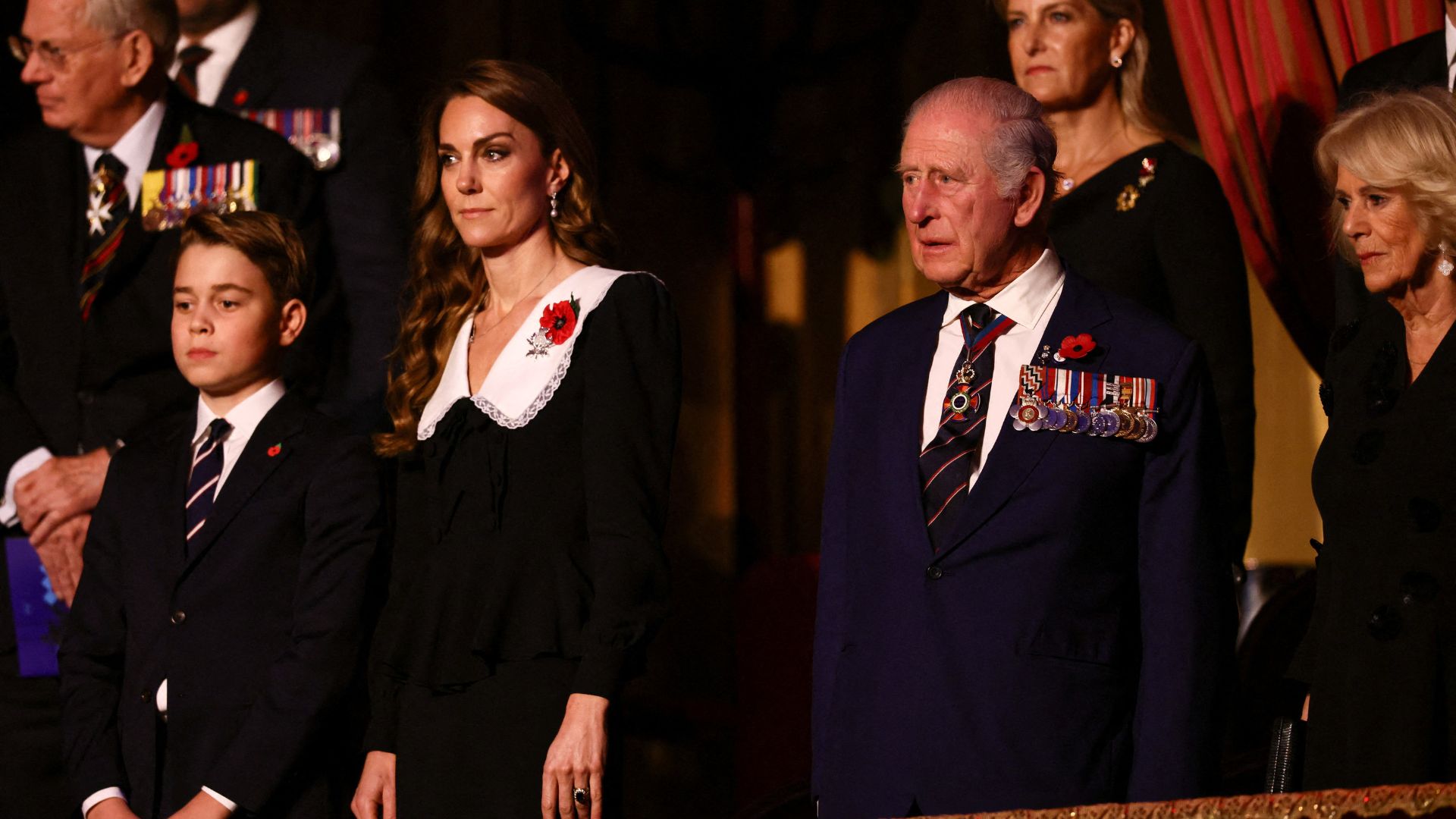 L-R: Prince George, Kate Middleton, King Charles, Queen Camilla at the Festival of Remembrance 2025 