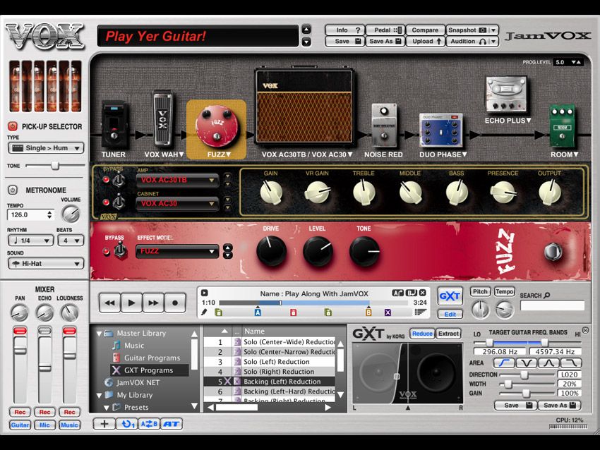 The JamVOX software has an intuitive front end