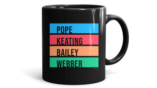 A mug shows the last names of Grey's Anatomy's Richard Webber and Miranda Bailey, Scandal's Olivia Pope and How to Get Away with Murder's Annalise Keating.