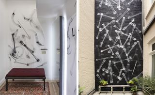 unique X-ray prints sprayed on the wall