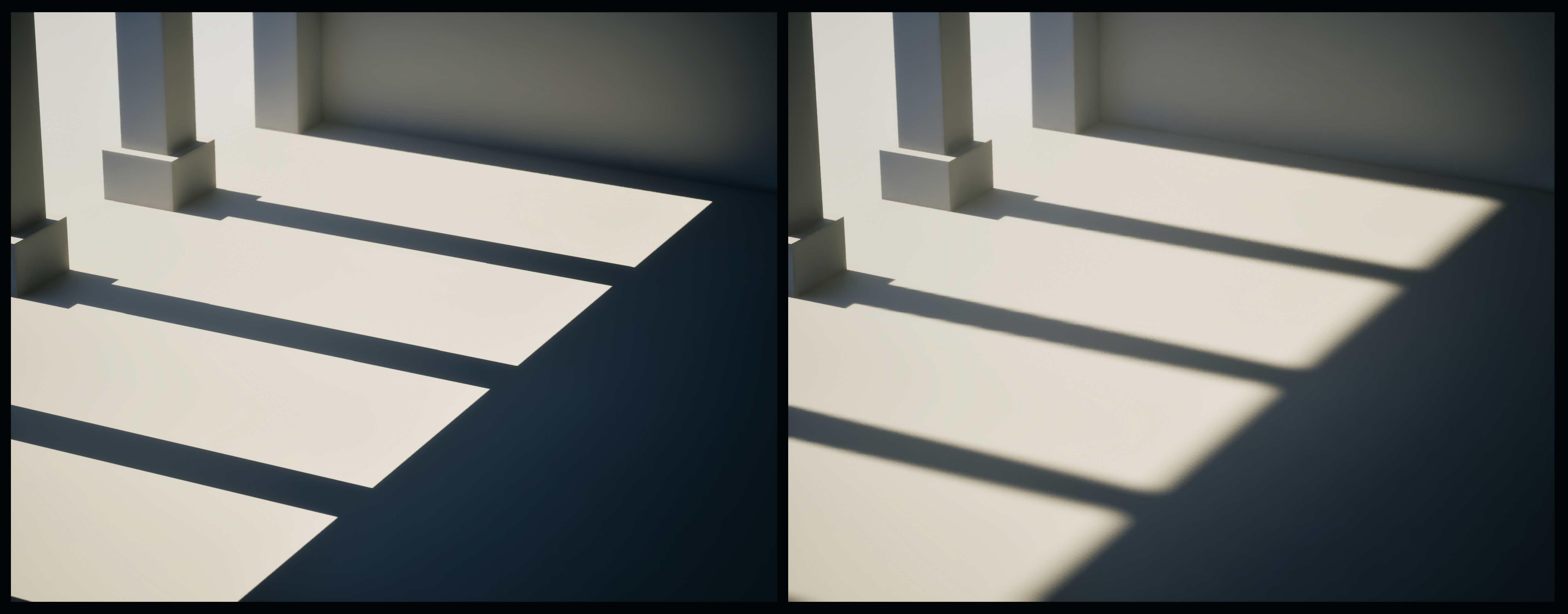 Light and shadows in a wall and floor