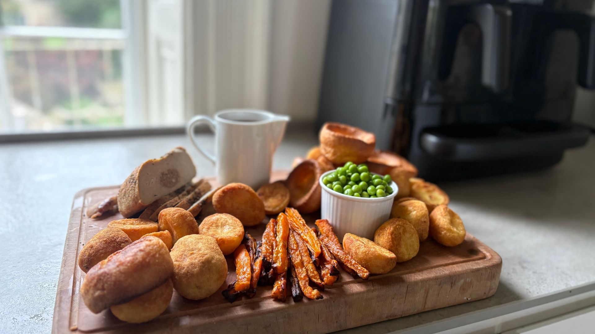 Roast dinner being made in the Cuisinart Air Fryer